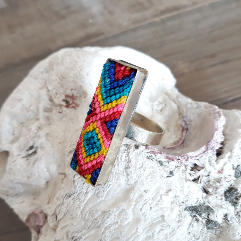 Ring embroidered multicolor from Mexico (handmade)